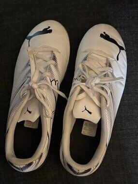 Puma White and Black Turf / Indoor soccer Shoes